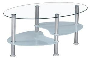 Masuta de cafea WAVE NEW, transparent/alb/crom, sticla/otel, 90x41x55