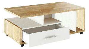 Masuta de cafea DECHEN, stejar sonoma/alb, PAL melaminat, 112x58x42 cm