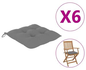Perne de scaun, 6 buc., gri, 40 x 40 x 7 cm, textil