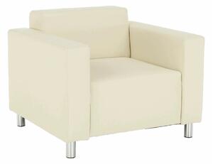 Fotoliu HOMKER, bej/crom, piele ecologica/metal, 89x78x63 cm