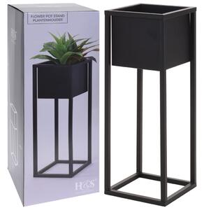 H&S Collection Ghiveci de flori cu suport, negru, 60 cm, metal NB1850010