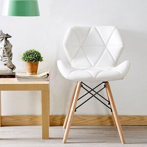 Scaun bucatarie, cadru lemn natur, design scandinav, alb