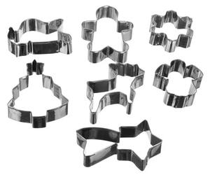 Set forme fursecuri pentru Craciun, 7 forme metalice, argintiu