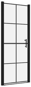 Ușă de duș, negru, 91 x 195 cm, sticlă securizată