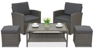 Mobilier de grădină Monaco Terrace + 2 pufuri Garden Point antracit