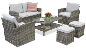 Mobilier de grădină Monaco Coffee 4 + 2 pufy Garden Point gri