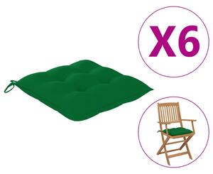 Perne de scaun, 6 buc., verde, 40 x 40 x 7 cm, textil