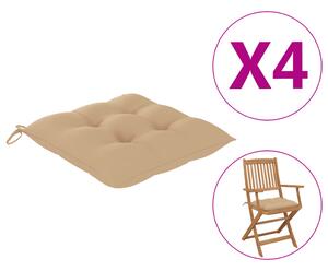Perne de scaun, 4 buc., bej, 40 x 40 x 7 cm, textil