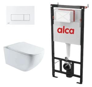 Set complet vas WC suspendat Fluminia, Dino Tornado Alb, cu rezervor Alca si clapeta alba