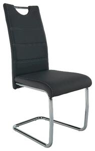 Scaun dining ABIRA NEW, gri inchis/crom, piele ecologica/metal, 44x57x