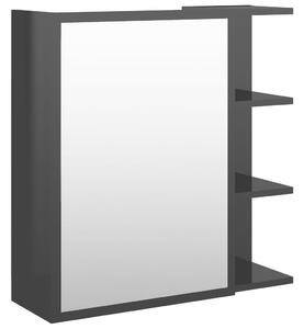 Dulap de baie cu oglindă negru extralucios 62,5x20,5x64 cm PAL