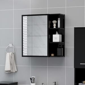 Dulap de baie cu oglindă, negru, 62,5 x 20,5 x 64 cm, PAL