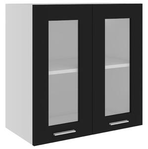 Dulap suspendat din sticlă, negru, 60 x 31 x 60 cm, PAL