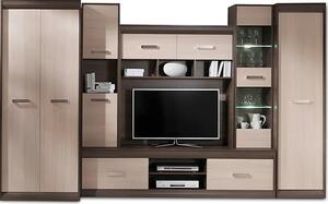 Mobilier living apartament KORINA, stejar deschis/stejar inchis, PAL m