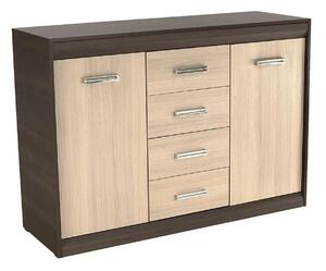 Comoda KORINA, stejar/wenge, DTD laminat, 140x48x100 cm