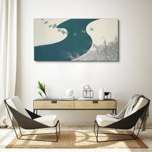 Tablou canvas Râu Iarnă Zăpadă Păsări