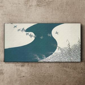 Tablou canvas Râu Iarnă Zăpadă Păsări