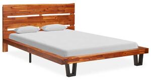 Cadru de pat margini naturale, 120 cm, lemn masiv de acacia