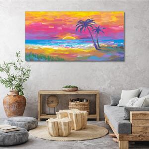 Tablou canvas plajă palmieri apus de soare
