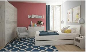 Set dormitor ANGEL, alb craft, PAL melaminat, cu pat 160x200, dulap cu