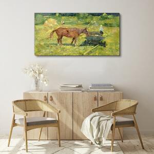 Tablou canvas Săteni de câmp de cai de animale
