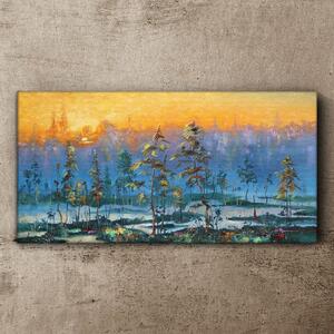 Tablou canvas Pictură apus de soare din pădure