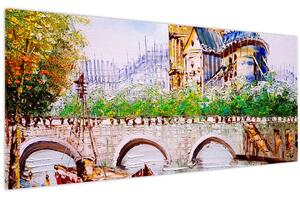 Tablou - Pictură în ulei a orașului (120x50 cm)