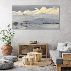 Tablou canvas Pictură Iarnă Munți Nori