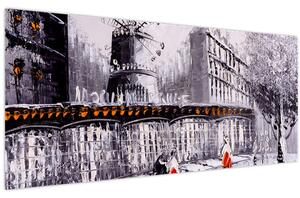 Tablou - Pictură în ulei a orașului II. (120x50 cm)