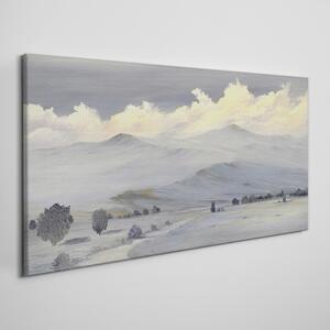 Tablou canvas Pictură Iarnă Munți Nori