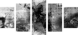 Tablou 5-piese pictură modernă medială în design alb-negru
