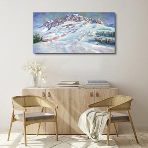 Tablou canvas Pictând munții de iarnă cu zăpadă