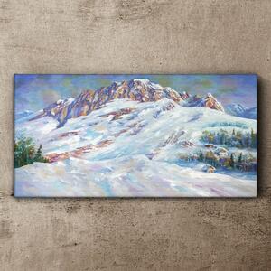 Tablou canvas Pictând munții de iarnă cu zăpadă