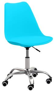 Scaune de birou, 2 buc., albastru, piele ecologică