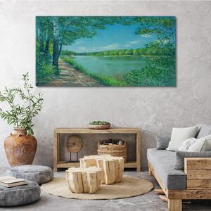 Tablou canvas Pictură râu pădure natură