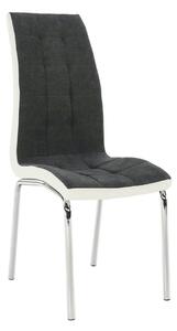 Scaun bucatarie GERDA NEW, gri inchis/alb, piele ecologica/metal, 42x5