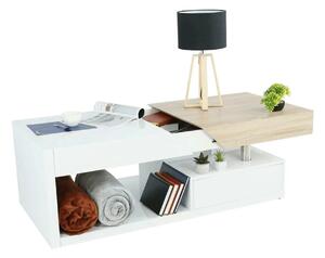 Masuta cafea MELIDA, alb/stejar sonoma, 120x60x43 cm