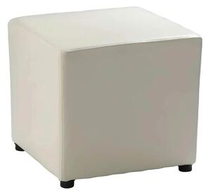 Taburet NIKI NEW, alb, piele ecologica, 36x36x36 cm
