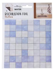 Autocolant decorativ Plaid, 15x15 cm, 8 piese, polipropilena, albastru