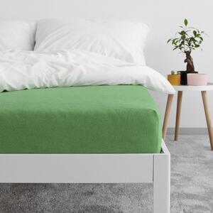Goldea cearceafuri de pat din terry cu elastic - verde închis 90 x 200 cm