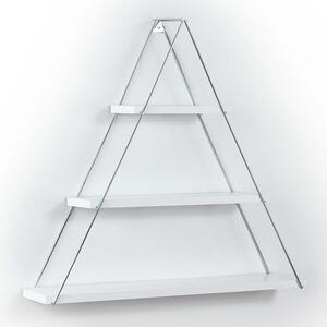 Raft triunghiular de perete cu 3 polite, Pal/metal, alb/crom