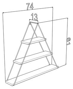 Raft triunghiular de perete cu 3 polite, Pal/metal, alb/crom