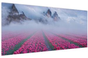 Tablou - Peisaj cu câmpuri de lalele (120x50 cm)