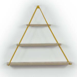 Raft triunghiular de perete cu 3 polite, Pal, stejar/galben