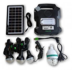 Kit solar GD1000A cu lanterna LED, 3 becuri, panou si USB pentru incarcare telefon