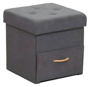 Taburet SULOT TYP 1, stofa clasica gri inchis, cu spatiu depozitare, 4