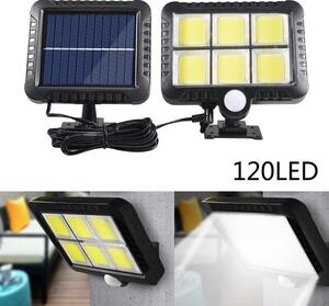 Proiector solar 120 LED cu panou solar, senzor miscare, rezistent la apa