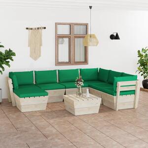 Set mobilier grădină din paleți cu perne, 8 piese, lemn molid