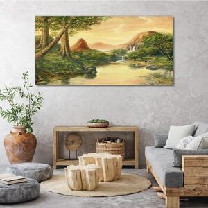 Tablou canvas fantezie copaci munți peisaj