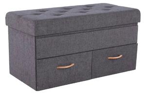 Taburet SULOT TYP 2, stofa clasica gri, cu spatiu depozitare, 84x42x43